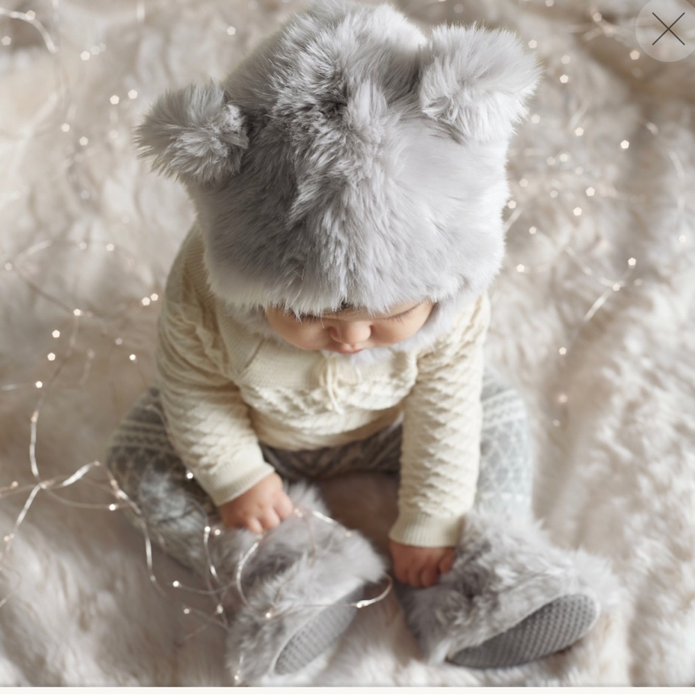Restoration Hardware Baby LUXE FAUX FUR BABY ANIMAL HOOD & BOOTS